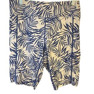 Coolibar Sz S Blue Tropical Print Santa Cruz Swimming UPF 50 Sun Fabric Shorts